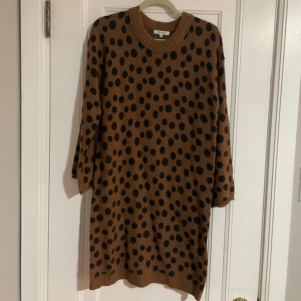 Madewell Leopard Dot Sweater Dress